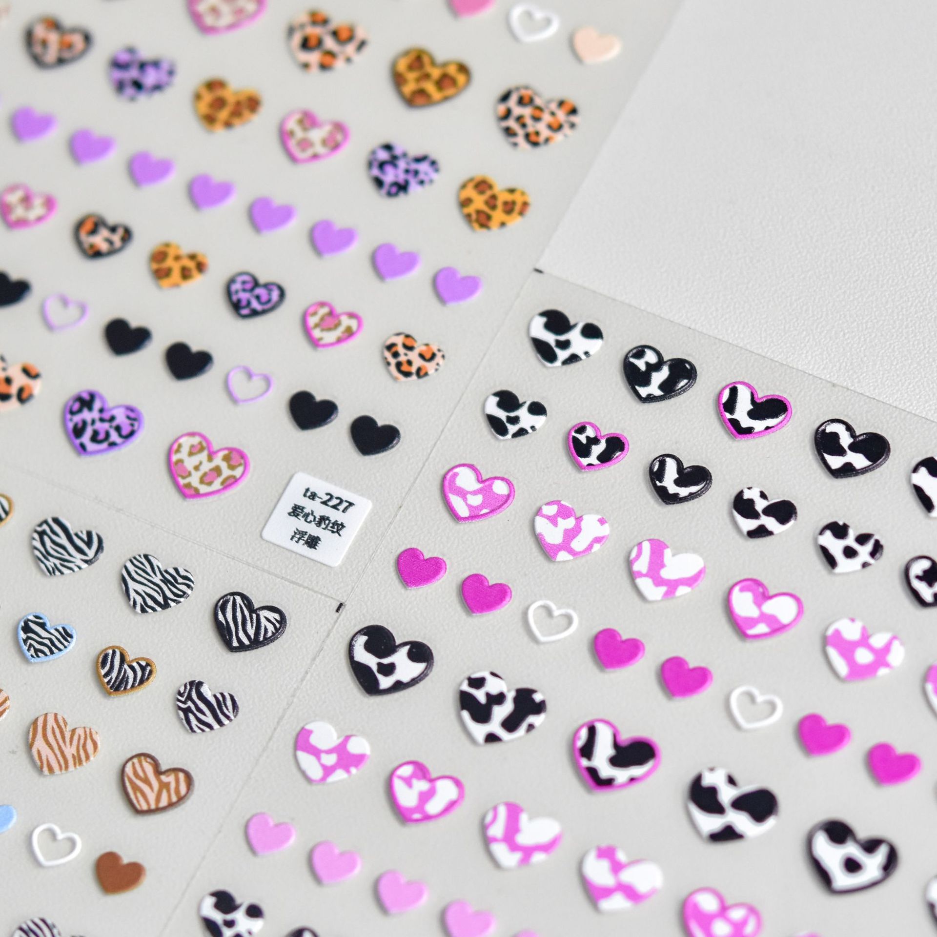 Nail Art Zebra Design - 동물 패턴 러브 하트 네일 스티커,