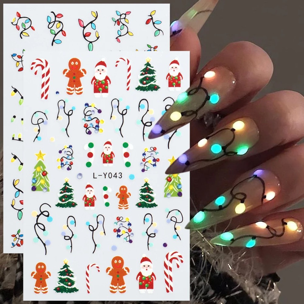 Nail Art For Men - 발광 랜턴 크리스마스 네일 아트 스티커
