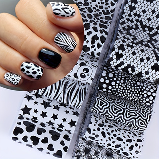 Nail Art Zebra Design - 10개 혼합 패턴 네일 전사 포일