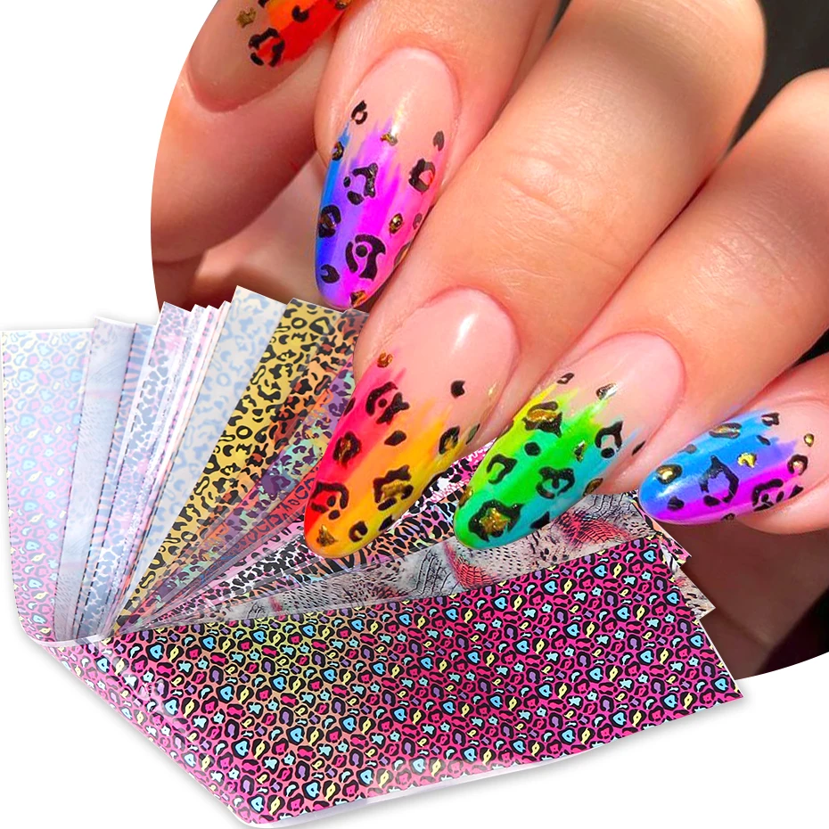 Nail Art Zebra - 10pcs 다채로운 표범 인쇄 네일 전송