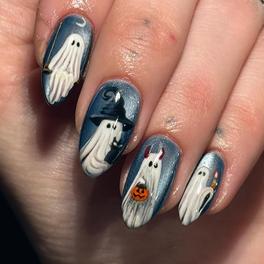 Nail Art Jelly - 24개 할로윈 네일아트 고스트 캣아이 아몬드