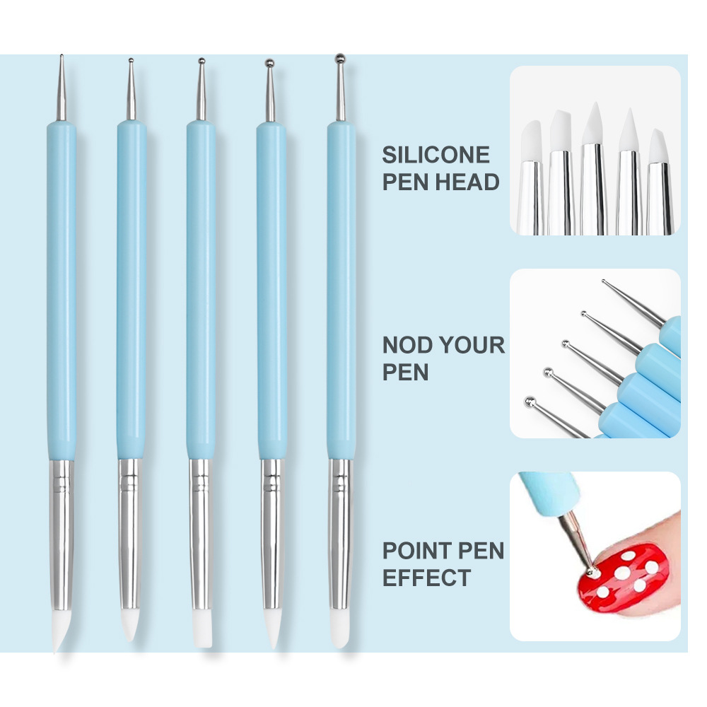 Nail Art Kaki - 1/3/5/6/pcs/set 네일 아트 브러쉬-실리콘 조각 도트