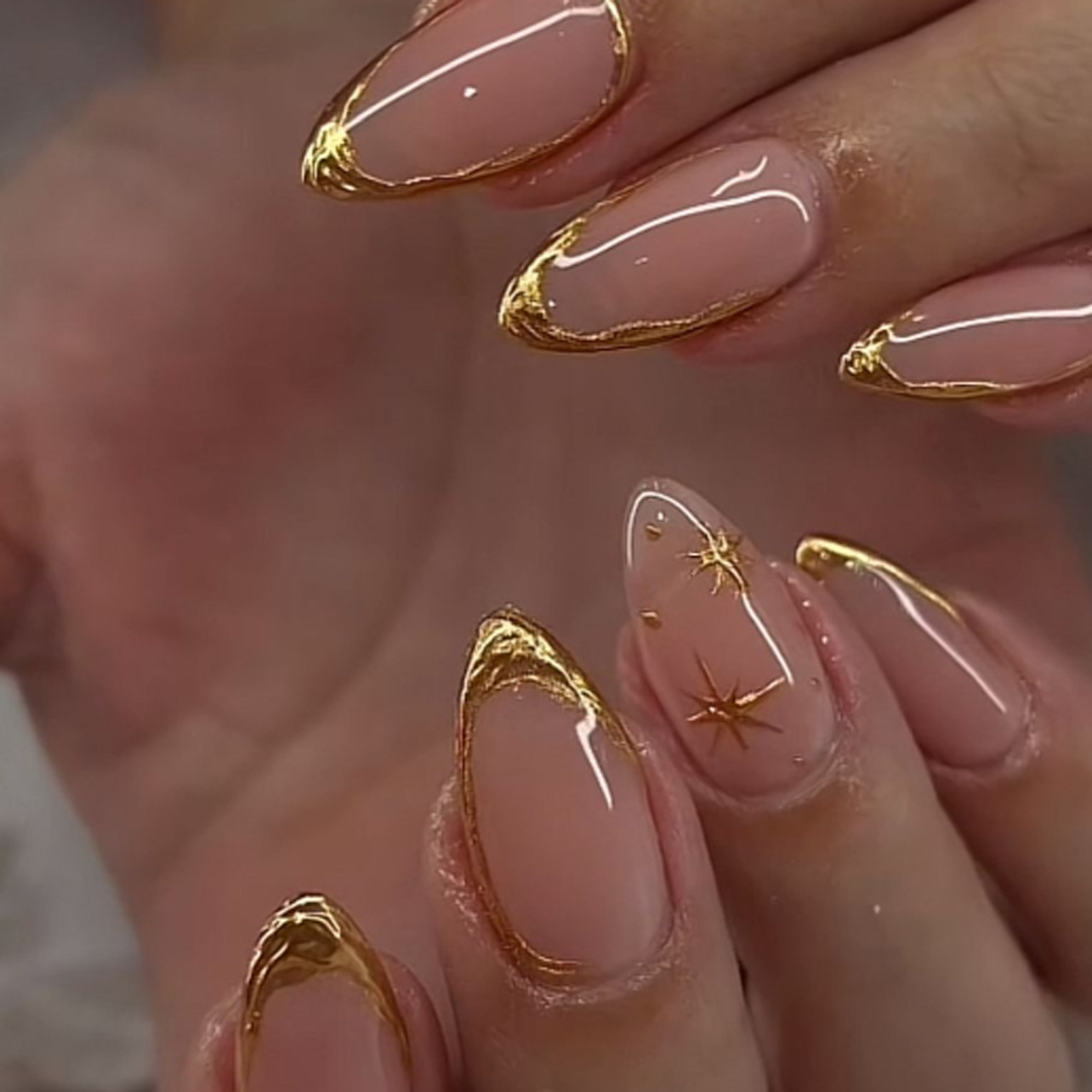 24개 짧은 아몬드 네일 세트 풀커버 별 달 웨이브 프 - Nail Art Jelly 리뷰 및 가격