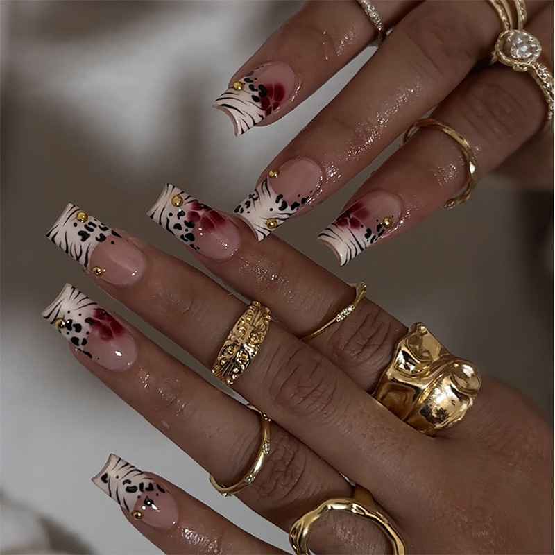 24개입 블랙 화이트 프렌치 스틱온 네일, 지브라 스트 - Nail Art Zebra 리뷰 및 가격