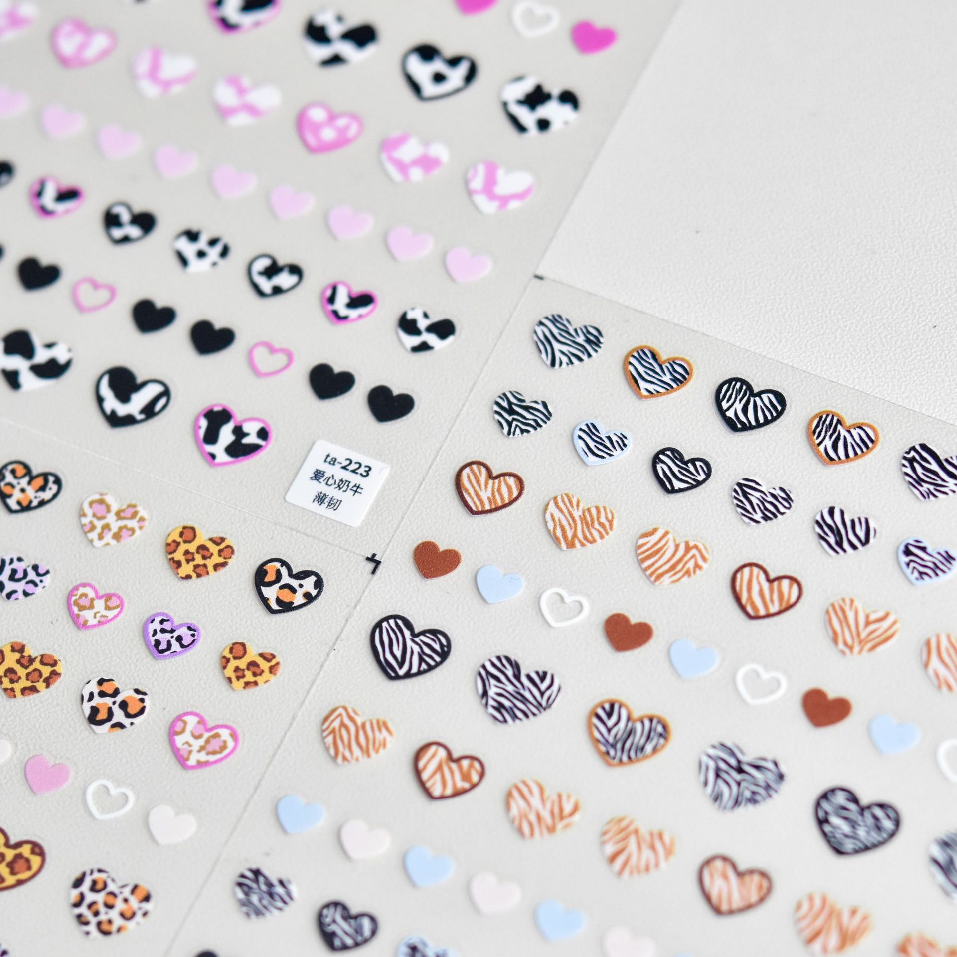 동물 패턴 러브 하트 네일 스티커, 고품질 암소 레오파 - Nail Art Zebra Design 리뷰 및 가격