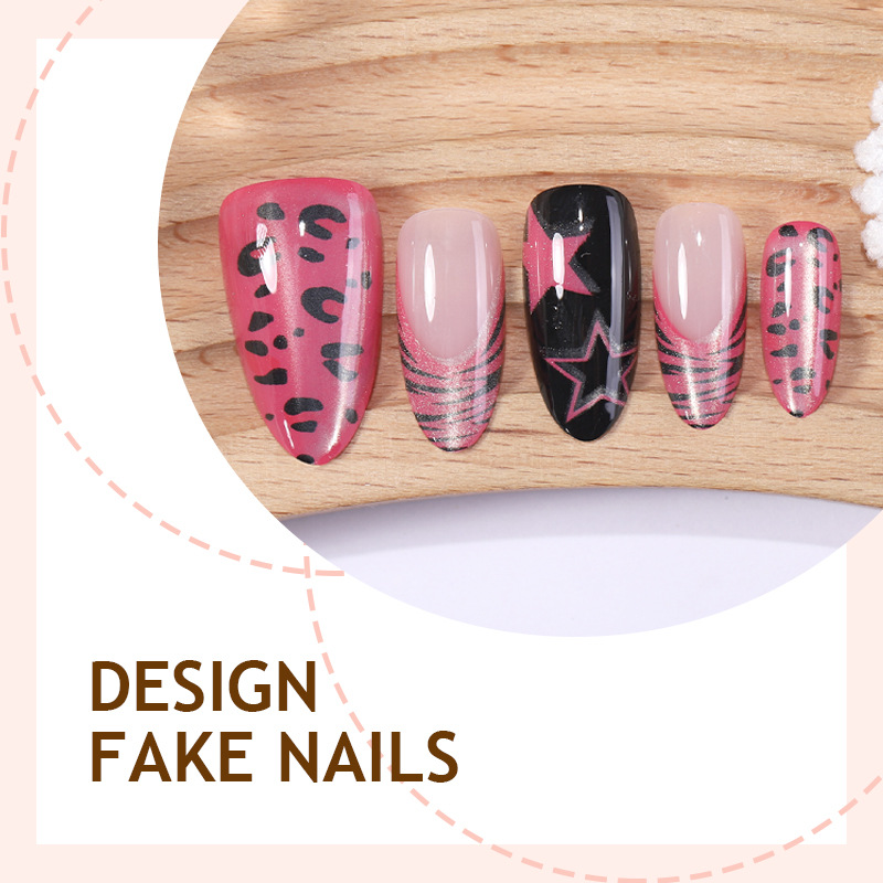 24개 Y2K 핑크 지브라 레오파드 프레스온 네일 스타 - Nail Art Zebra 리뷰 및 가격