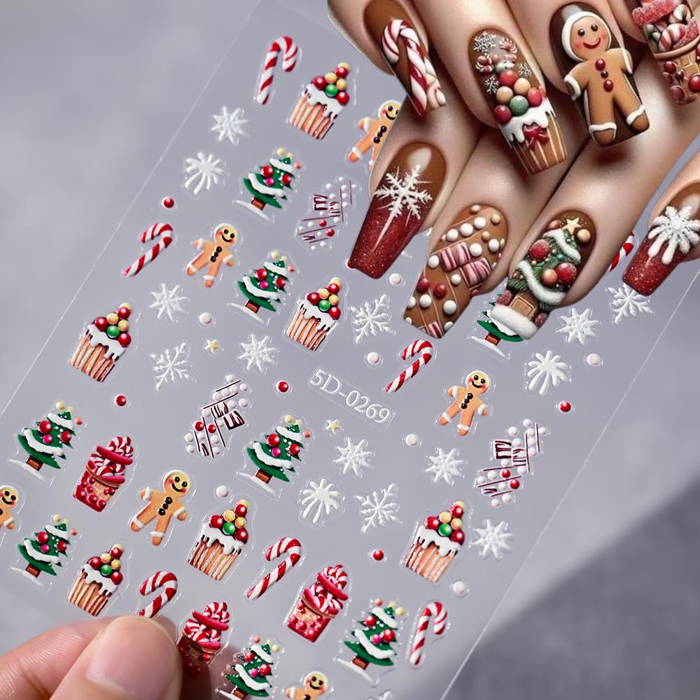 1개 크리스마스 5D 진저브레드맨 케이크 눈송이 네일  - Nail Art For Men 리뷰 및 가격
