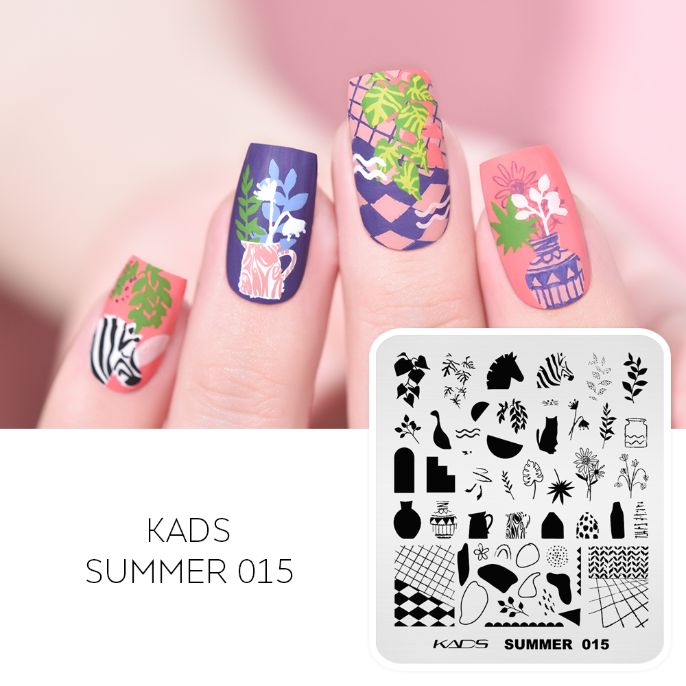 KADS 여름 015 네일 아트 플레이트 꽃병 잎 고양 - Nail Art Zebra 리뷰 및 가격