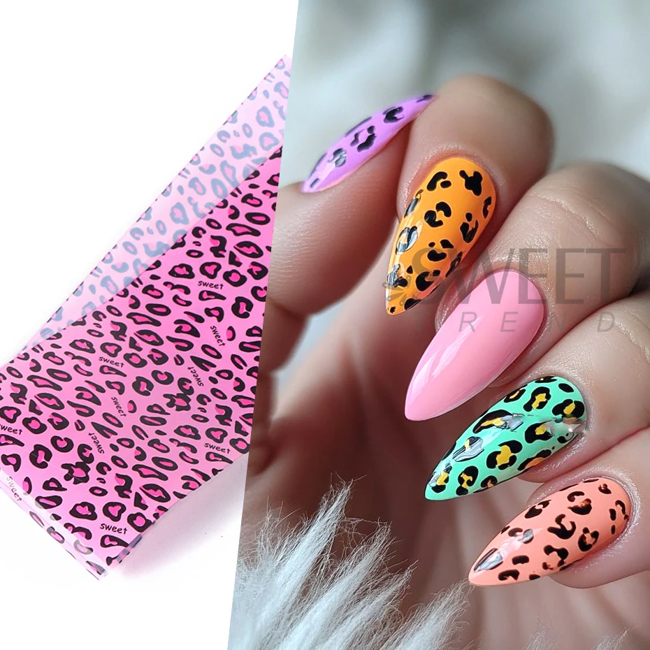 10pcs 다채로운 표범 인쇄 네일 전송 호일 호랑이  - Nail Art Zebra 리뷰 및 가격