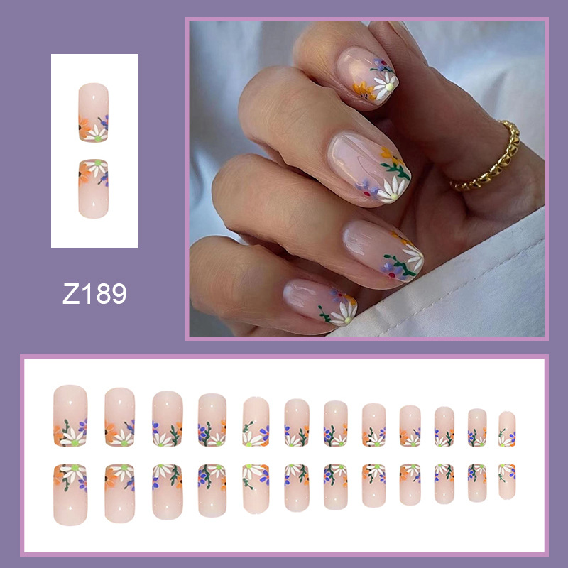 24개의 중간 및 긴 유럽식 사각 꽃과 식물, 보라색, - Nail Art Jelly 리뷰 및 가격