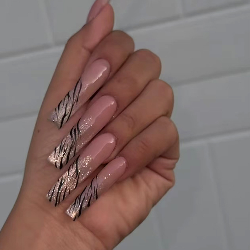 24개 롱 코핀 펜타그램 라인스톤 지브라 스트라이프 발 - Nail Art Zebra 리뷰 및 가격