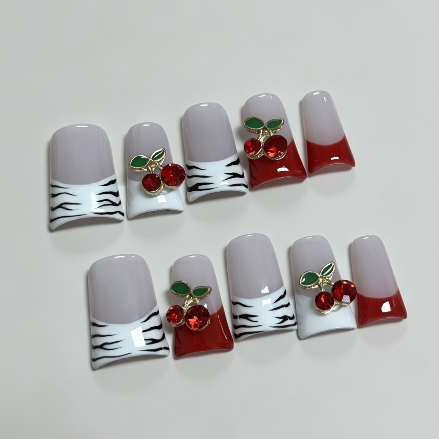 미디움 스퀘어 10개 프렌치 프레스온 네일, 누드 화이 - Nail Art Zebra 리뷰 및 가격