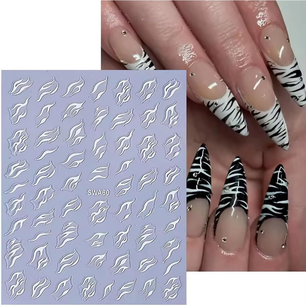 3D 얼룩말 프린트 네일 스티커, 자가 접착식 3D 네 - Nail Art Zebra Design 리뷰 및 가격